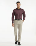 Slim Comfort B-95 Formal Beige Textured Trouser - Saint