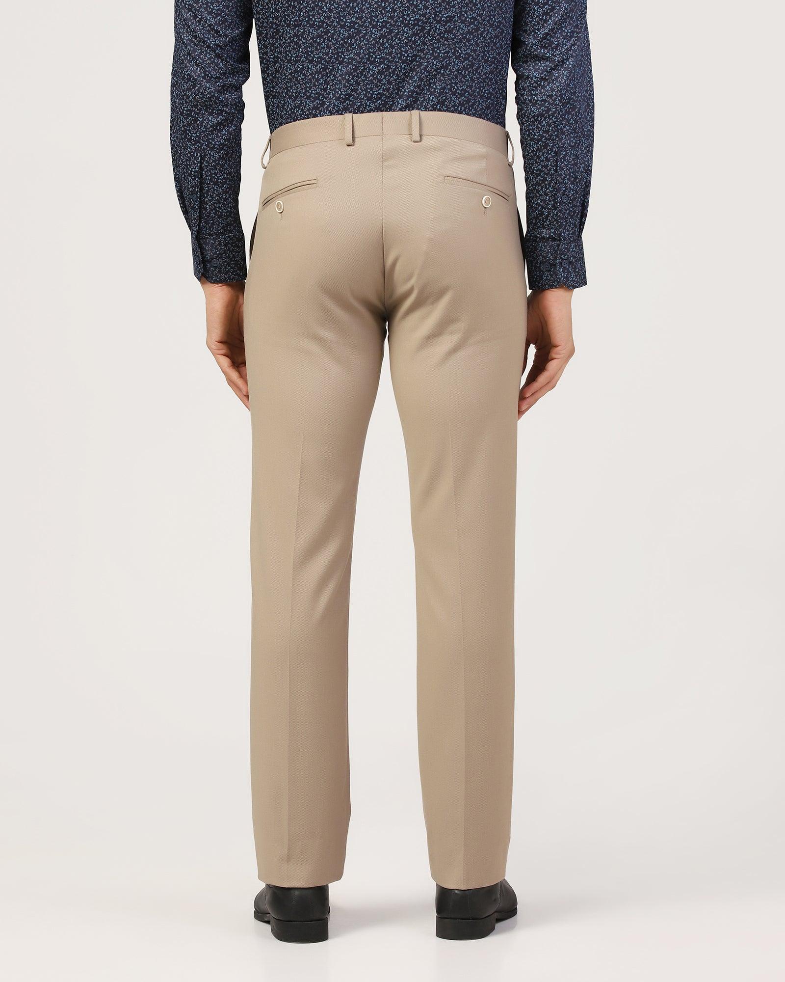 Slim Comfort B-95 Formal Beige Textured Trouser - Scout - Blackberrys