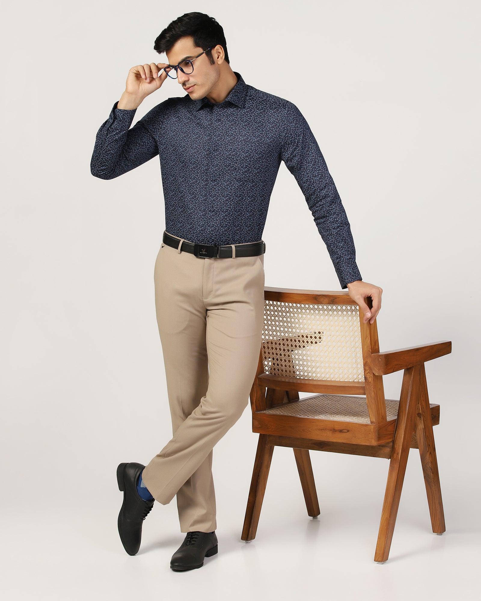 Slim Comfort B-95 Formal Beige Textured Trouser - Scout - Blackberrys