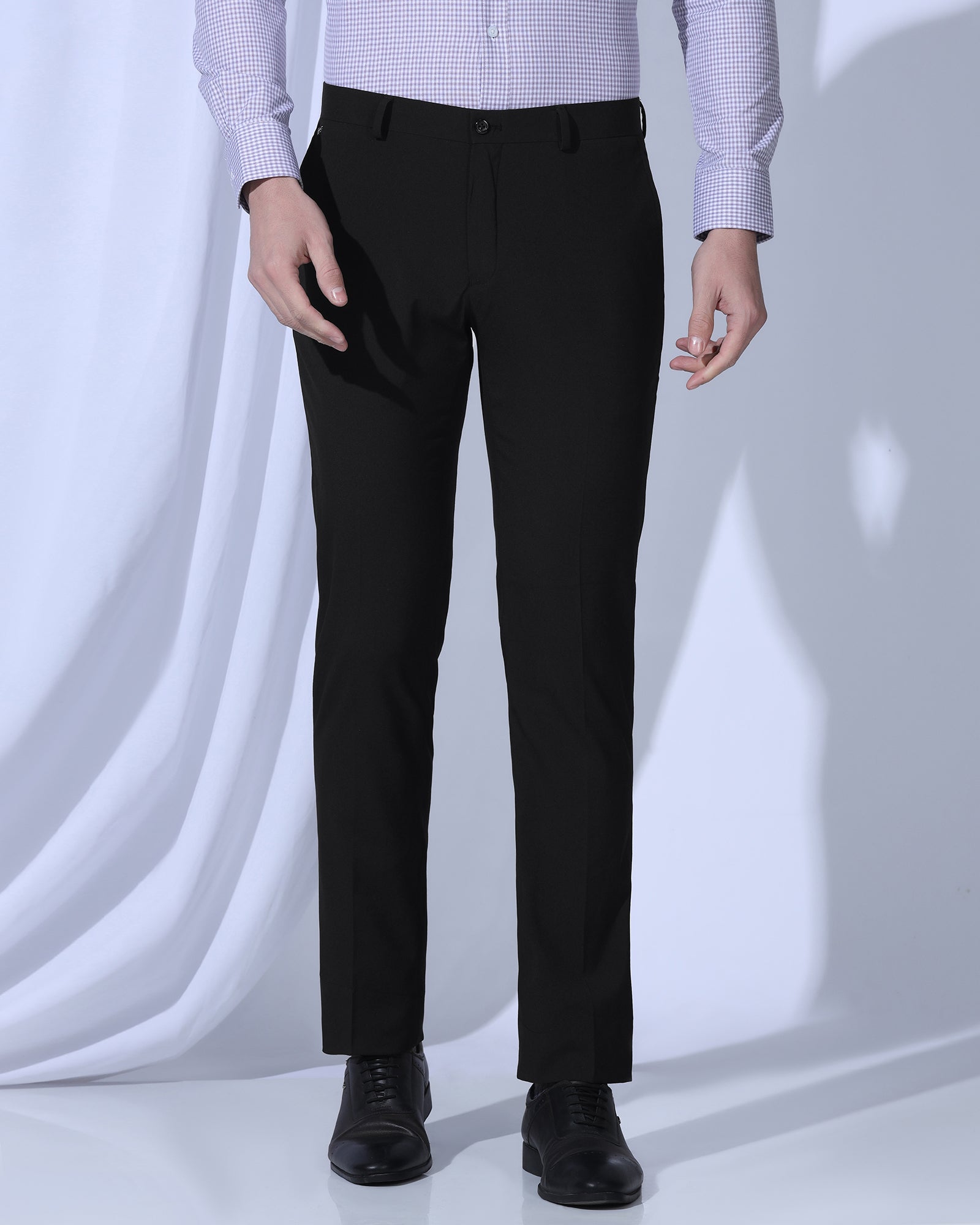Slim Comfort B-95 Formal Black Solid Trouser - Dough