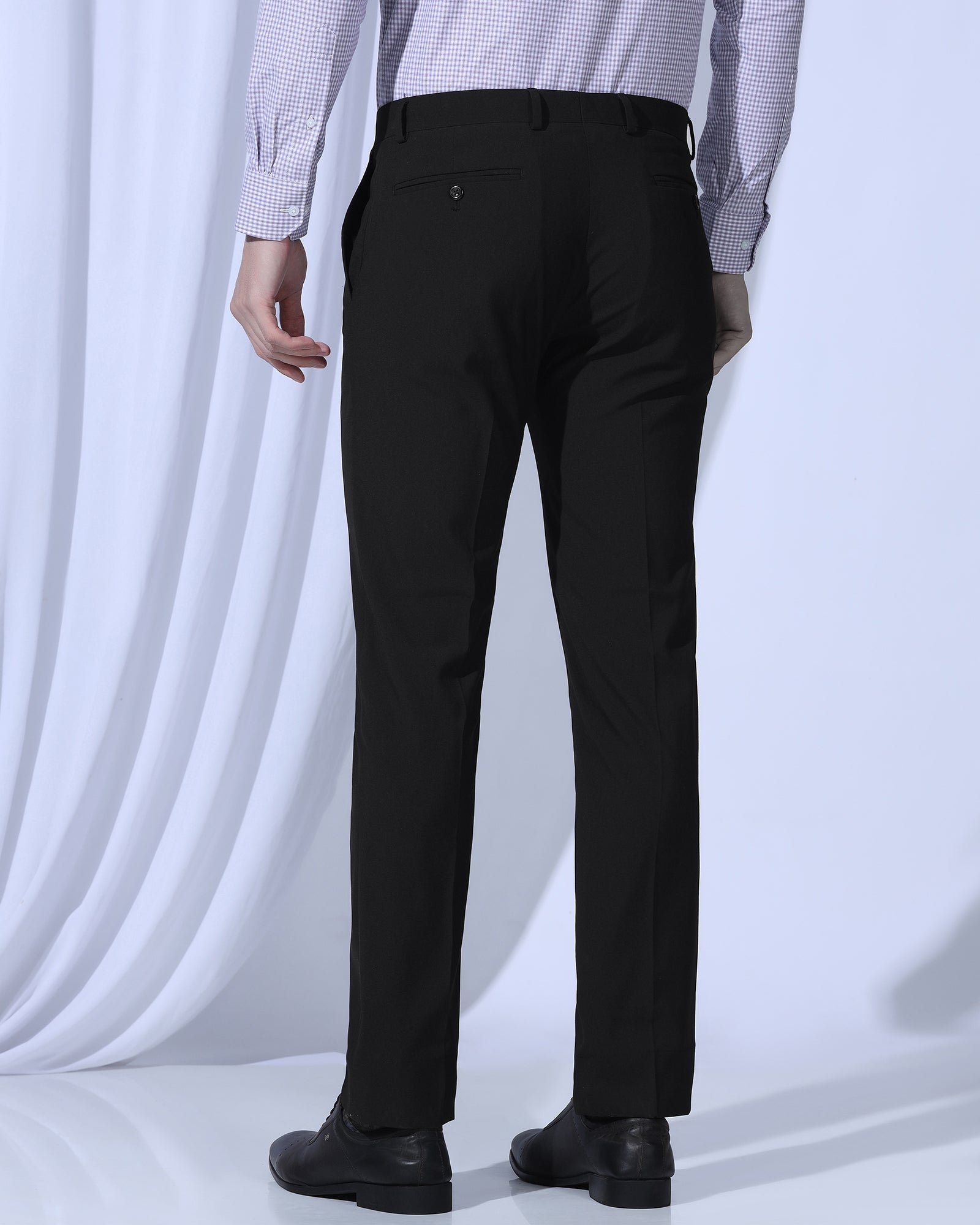 Slim Comfort B-95 Formal Black Solid Trouser - Dough