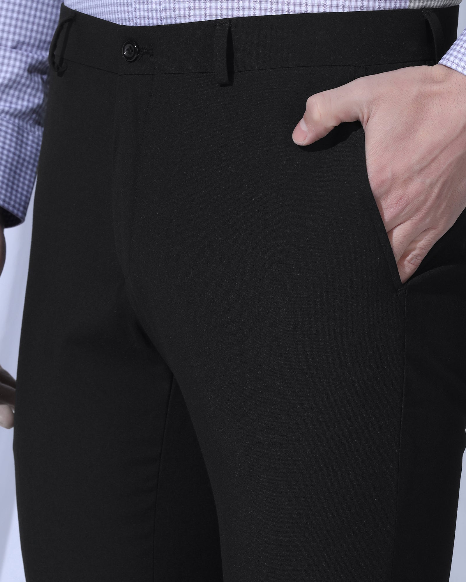 Slim Comfort B-95 Formal Black Solid Trouser - Dough