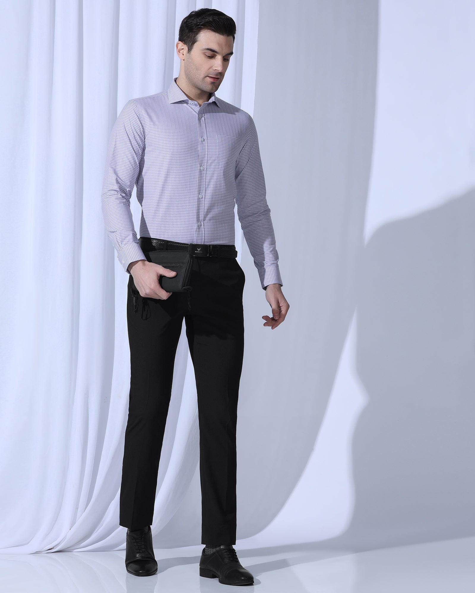Slim Comfort B-95 Formal Black Solid Trouser - Dough