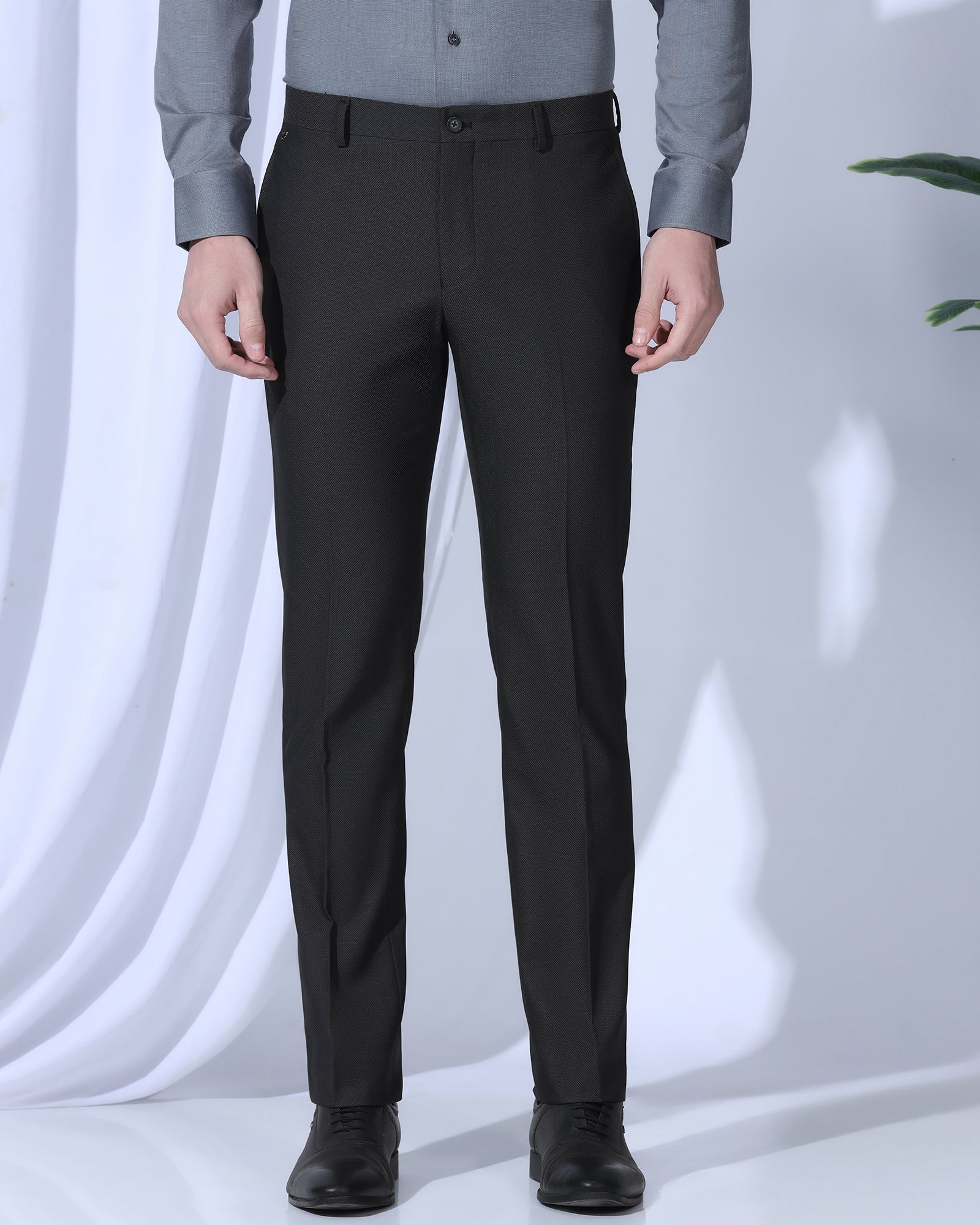 Slim Comfort B-95 Formal Black Textured Trouser - Coach