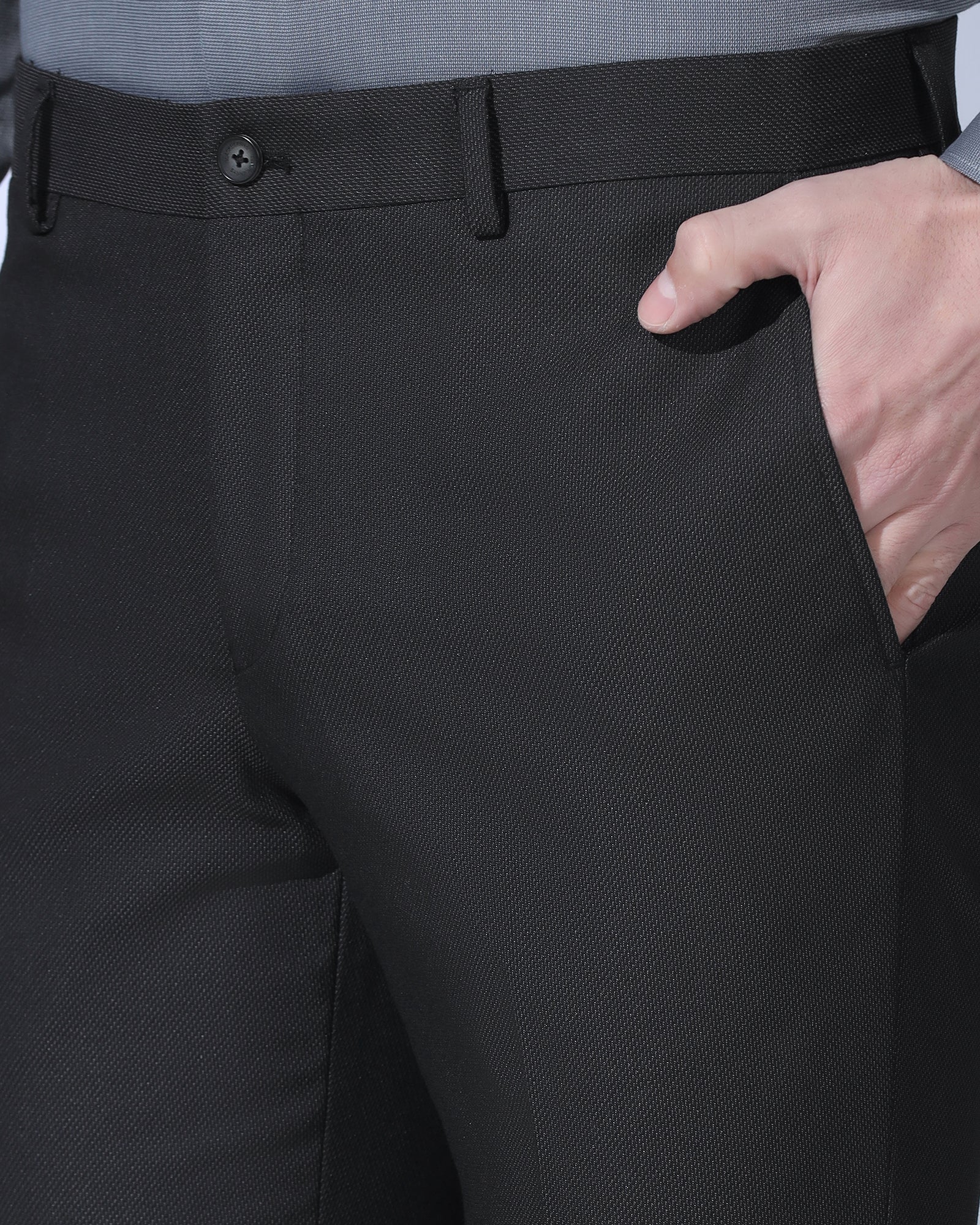 Slim Comfort B-95 Formal Black Textured Trouser - Coach