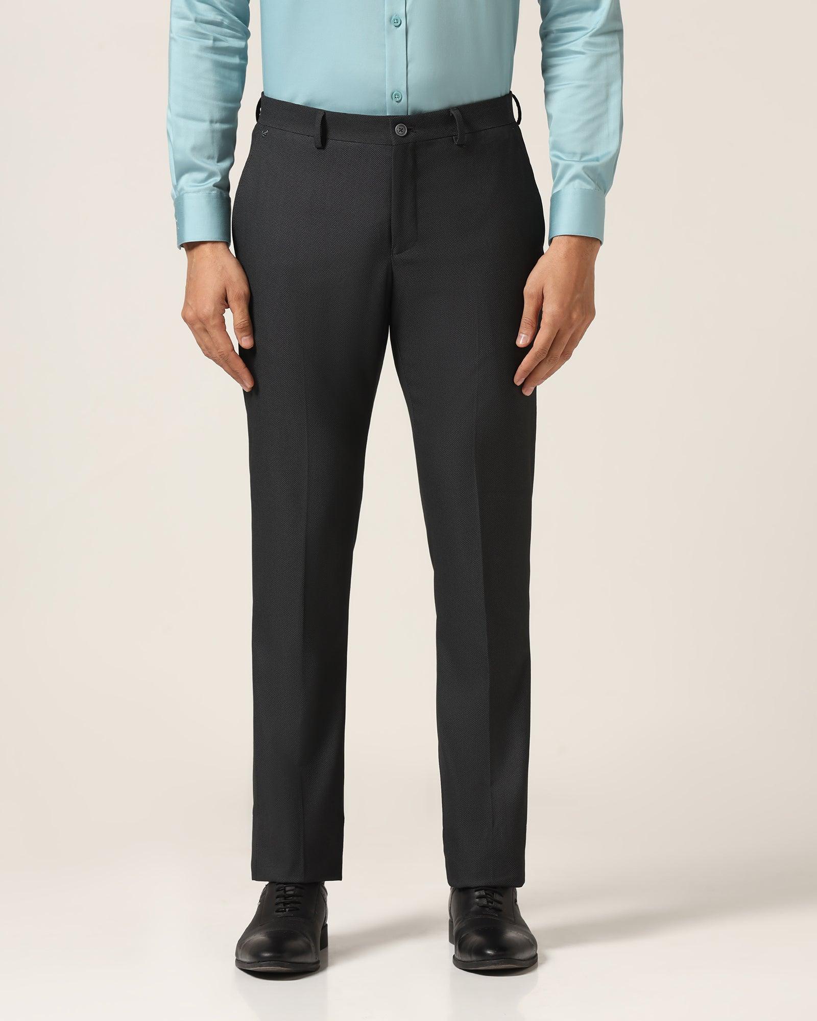 Slim Comfort B-95 Formal Black Textured Trouser - Luna - Blackberrys