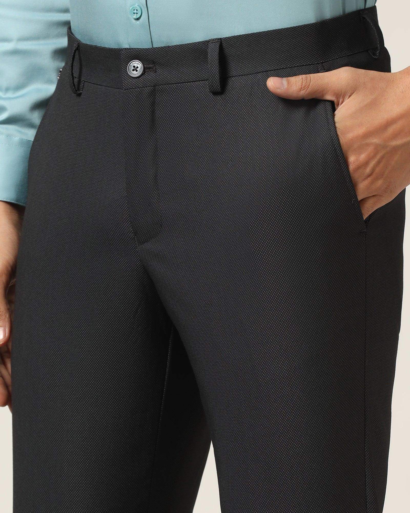 Slim Comfort B-95 Formal Black Textured Trouser - Luna - Blackberrys