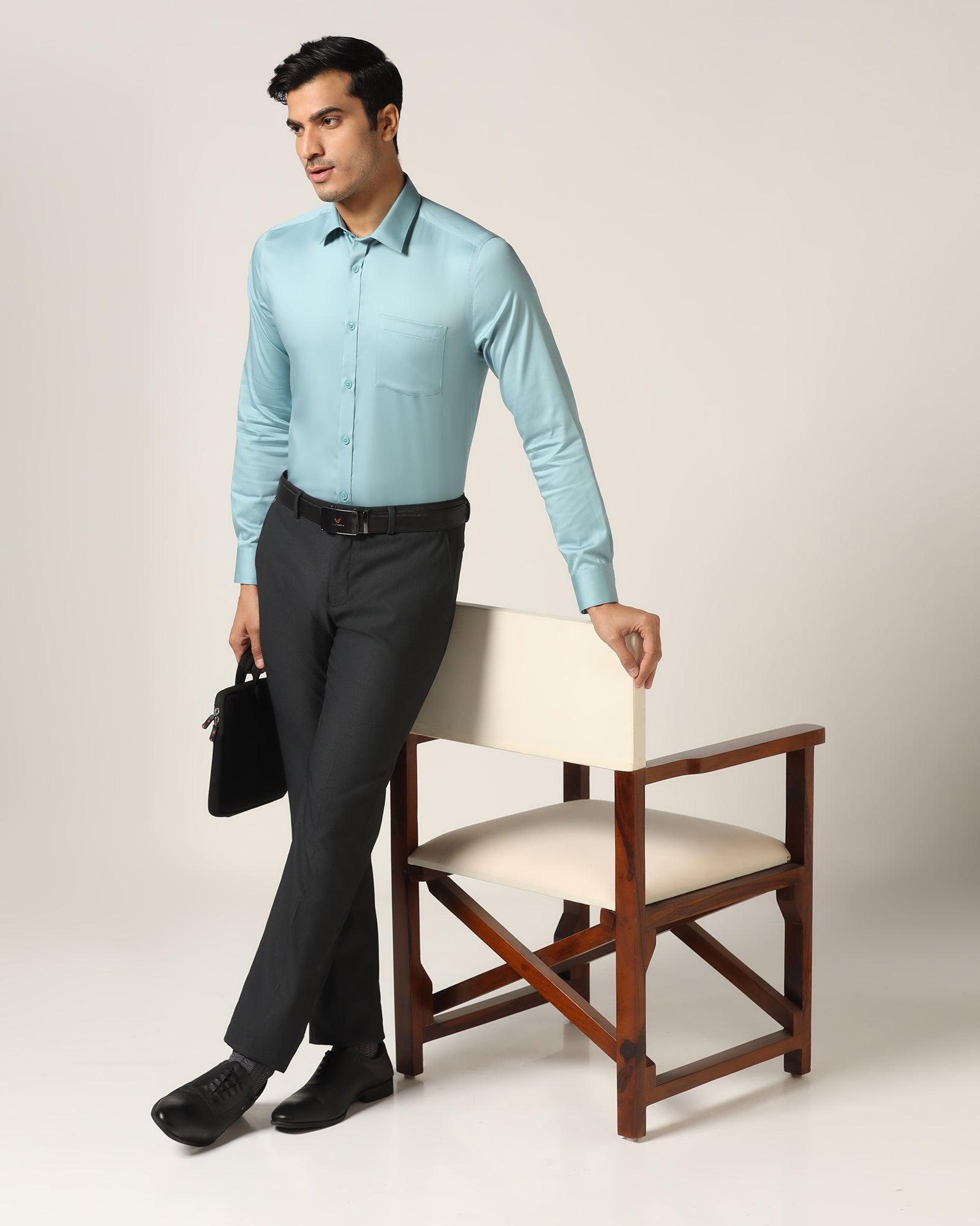 Slim Comfort B-95 Formal Black Textured Trouser - Luna - Blackberrys