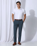 Slim Comfort B-95 Formal Blue Solid Trouser - Oak