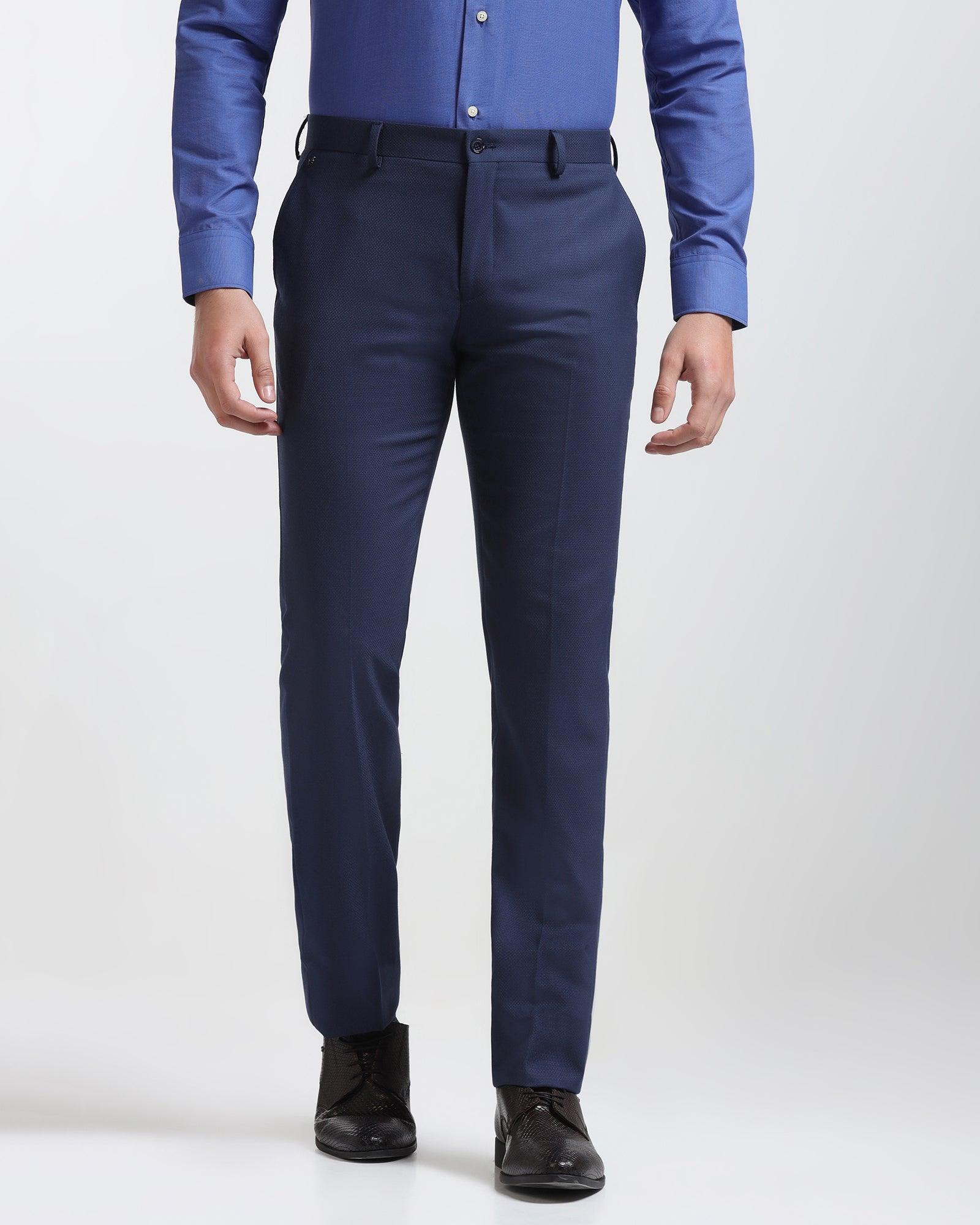 Slim Comfort B-95 Formal Blue Textured Trouser - Karizma - Blackberrys