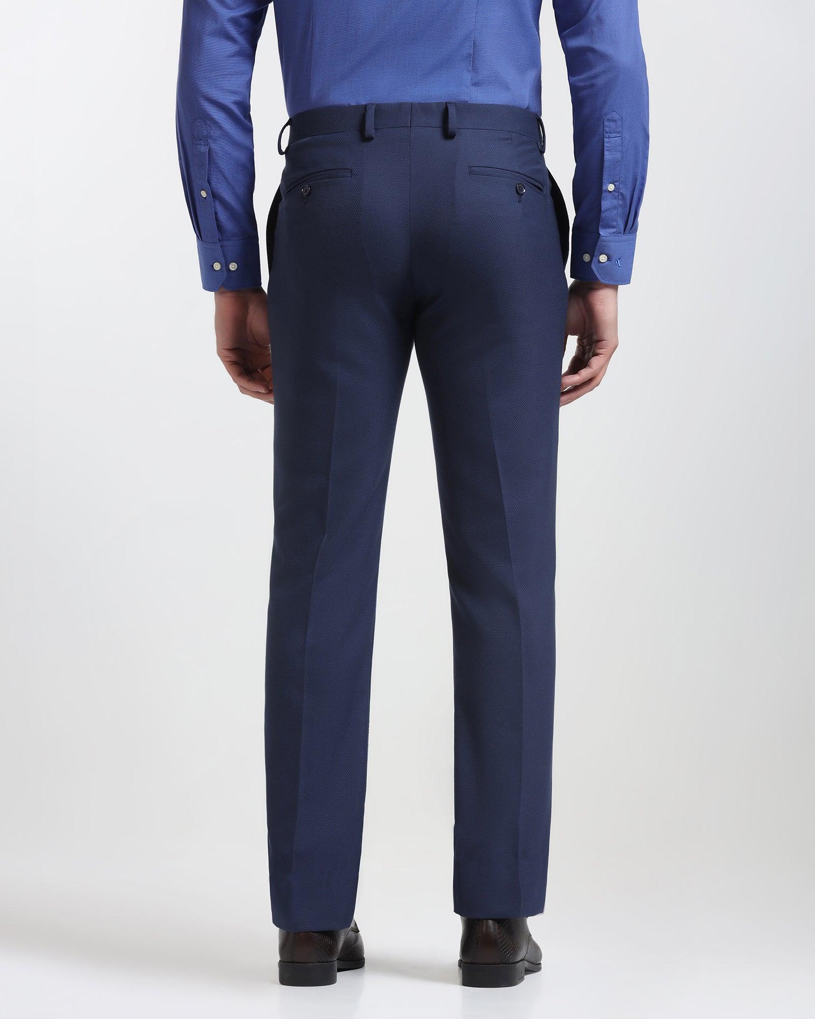 Slim Comfort B-95 Formal Blue Textured Trouser - Karizma - Blackberrys
