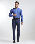 Slim Comfort B-95 Formal Blue Textured Trouser - Karizma