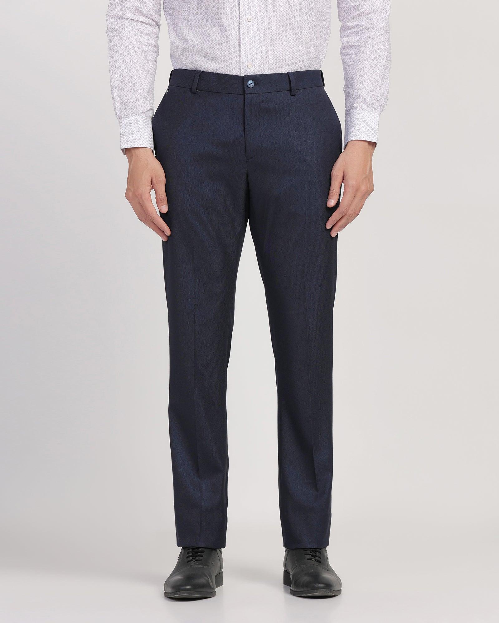 Slim Comfort B-95 Formal Blue Textured Trouser - Passion - Blackberrys