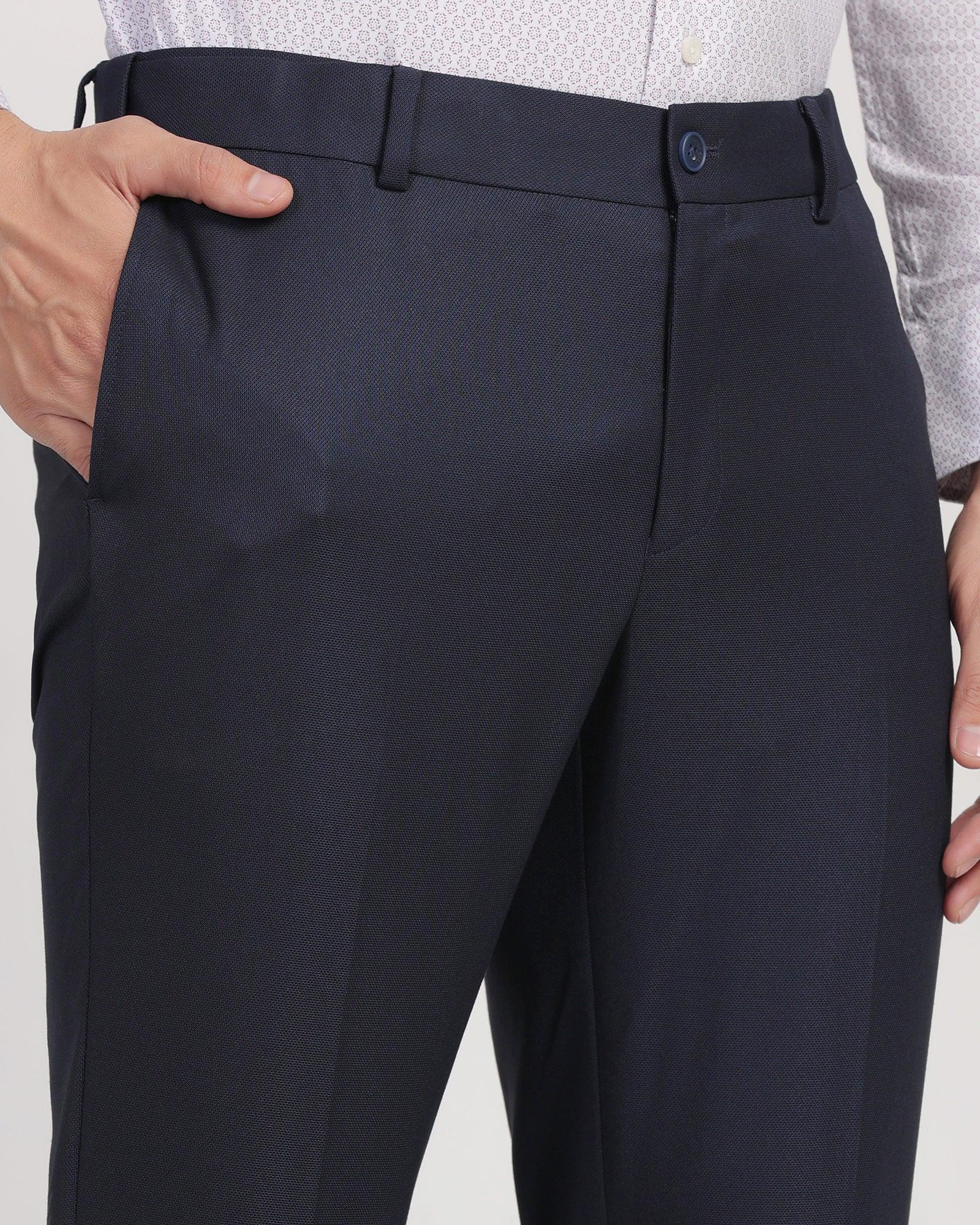 Slim Comfort B-95 Formal Blue Textured Trouser - Passion - Blackberrys