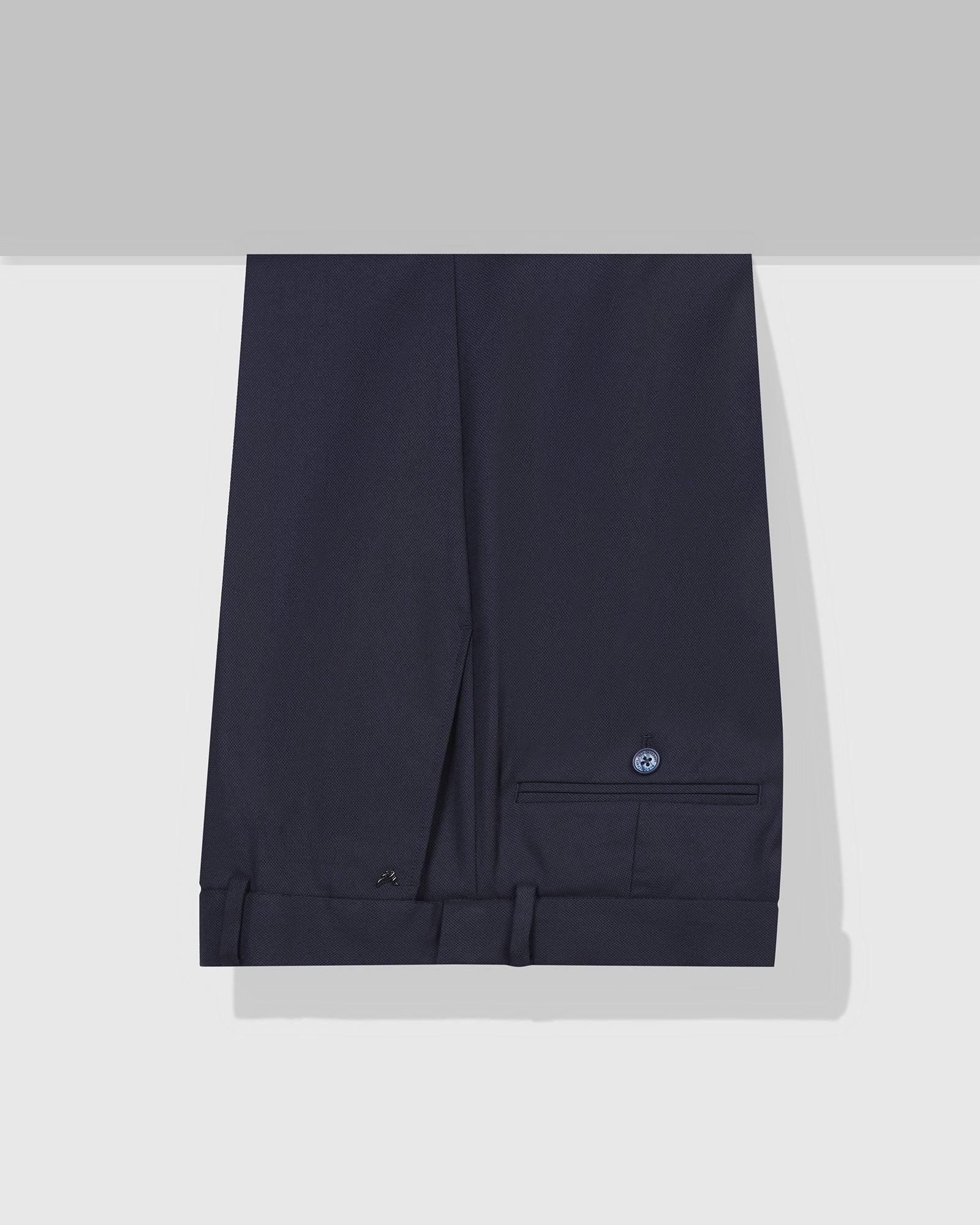 Slim Comfort B-95 Formal Blue Textured Trouser - Passion - Blackberrys