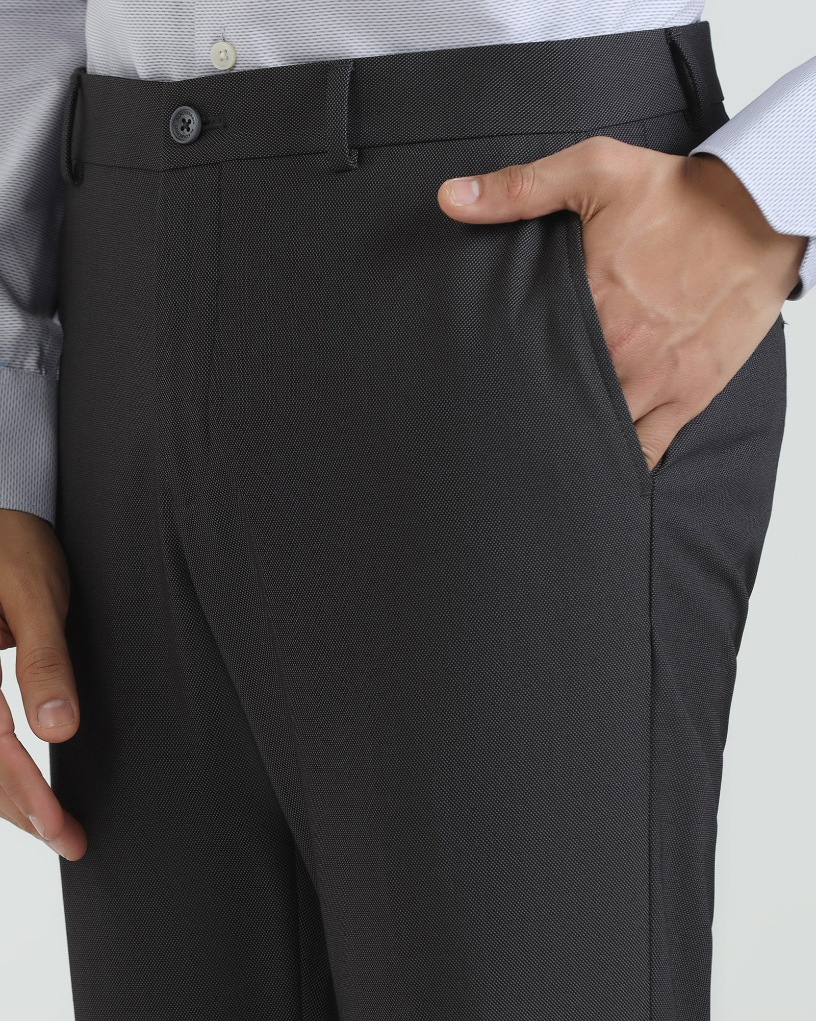 Slim Comfort B-95 Formal Charcoal Textured Trouser - Campbell