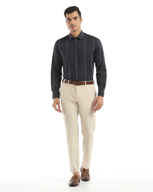 Slim Comfort B-95 Formal Cream Solid Trouser - Victor