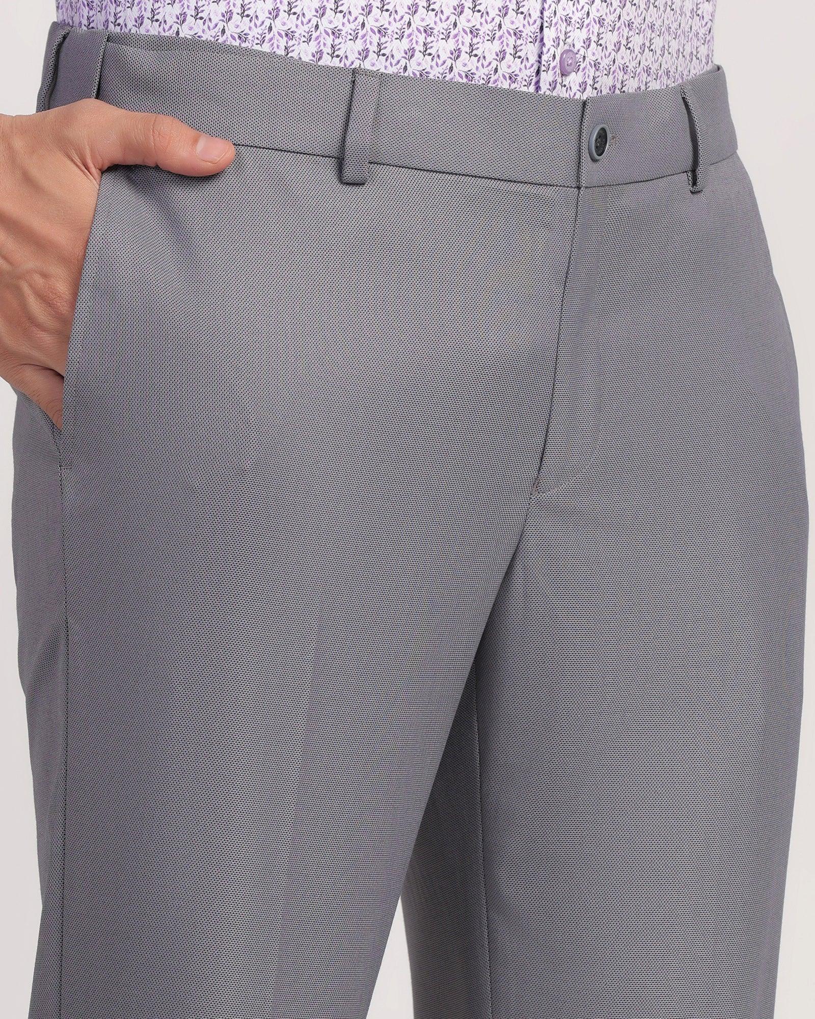 Slim Comfort B-95 Formal Grey Textured Trouser - Passion - Blackberrys