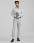 Slim Comfort B-95 Formal Light Blue Textured Trouser - Hilton