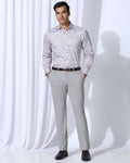 Slim Comfort B-95 Formal Light Grey Solid Trouser - Oak