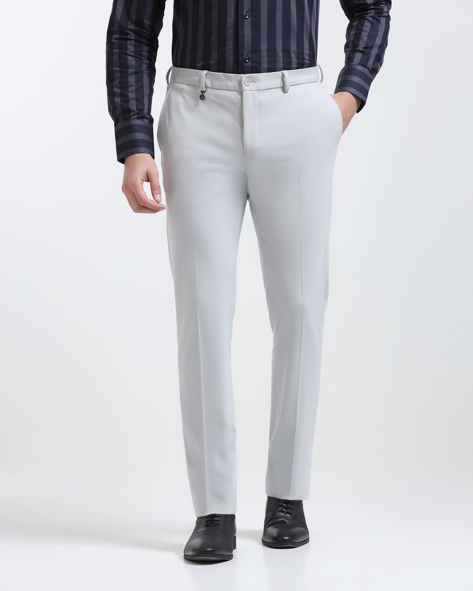 Slim Comfort B-95 Formal Light Grey Solid Trouser - Raider - Blackberrys