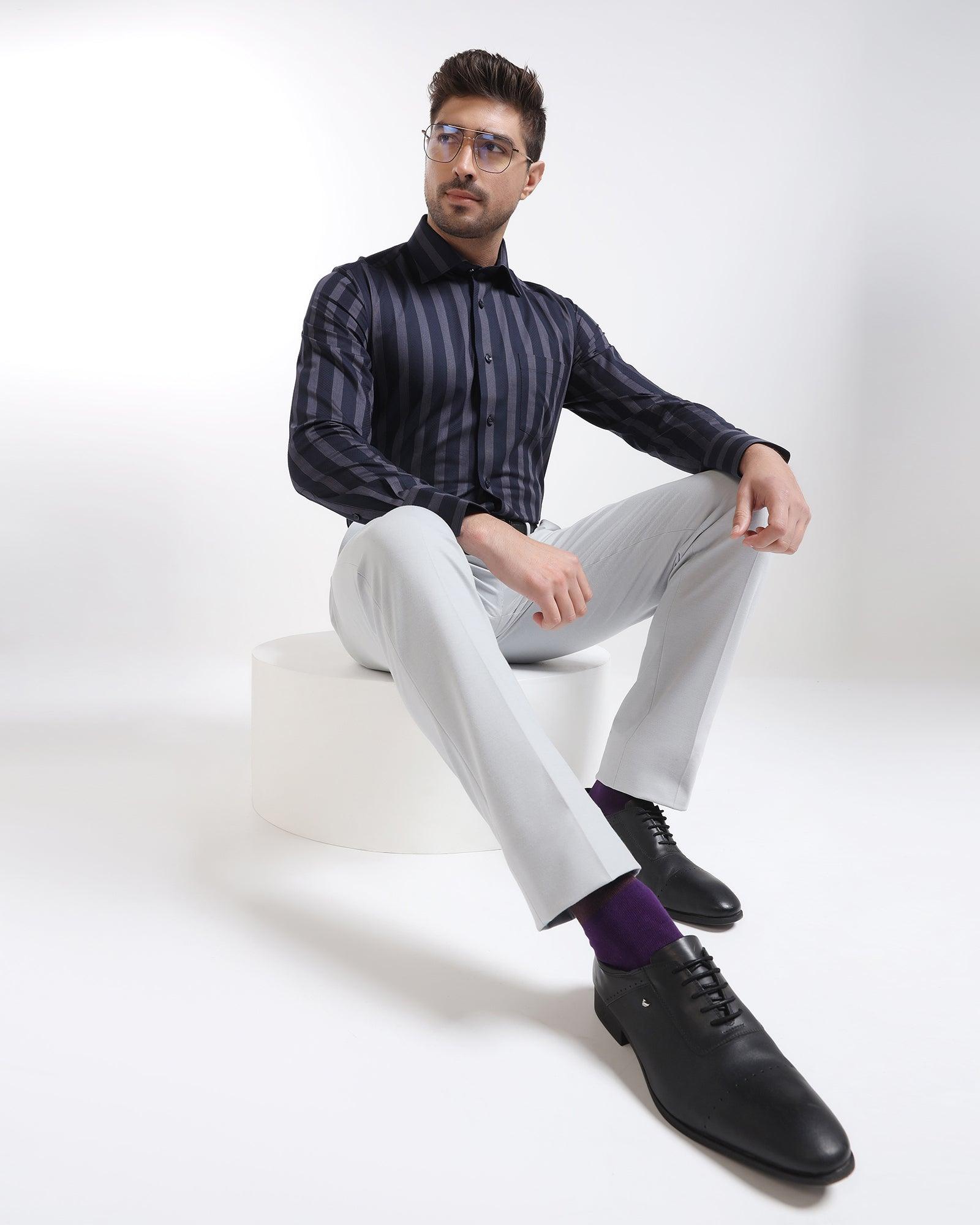 Slim Comfort B-95 Formal Light Grey Solid Trouser - Raider - Blackberrys