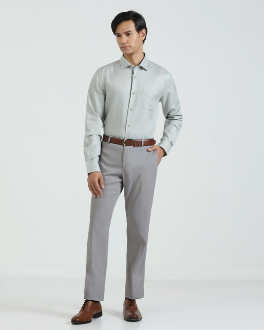 Slim Comfort B-95 Formal Light Grey Textured Trouser - Saint