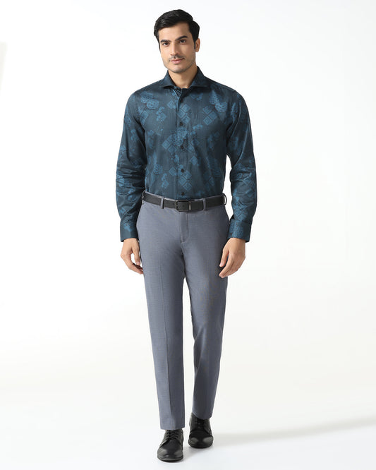 Slim Comfort B-95 Formal Navy Textured Trouser - Hilton