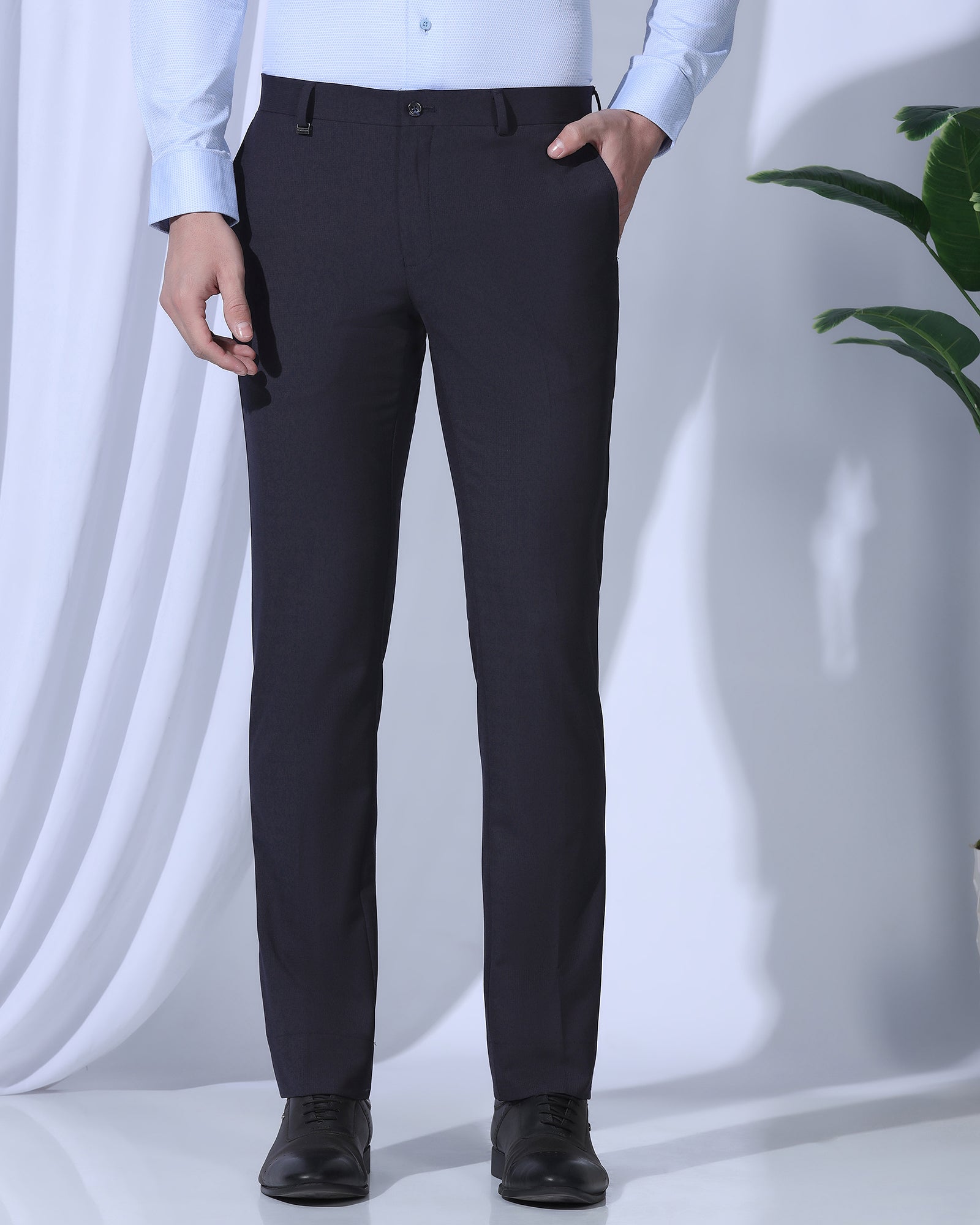 Slim Comfort B-95 Formal Navy Textured Trouser - July