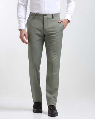 Buy Men Beige Comfort Fit Solid Formal Trousers Online - 23306 | Allen Solly