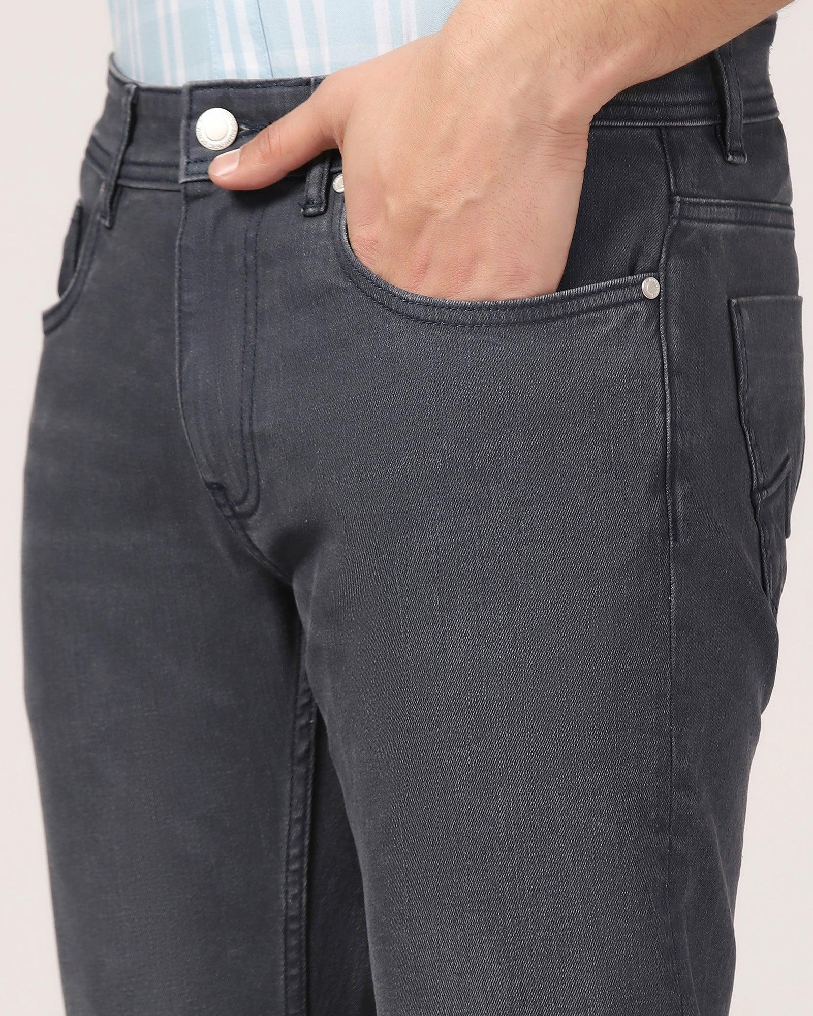 Slim Comfort Buff Fit Grey Textured Jeans - Felix