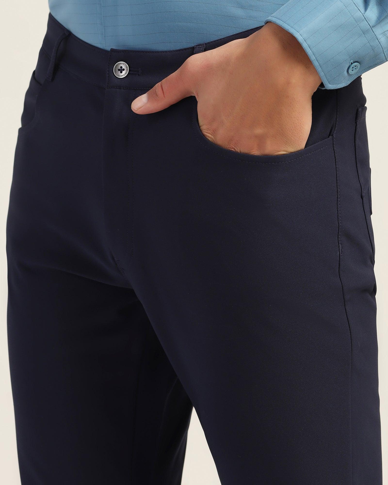 TechPro Slim Comfort Casual Navy Solid Khakis - Gogg