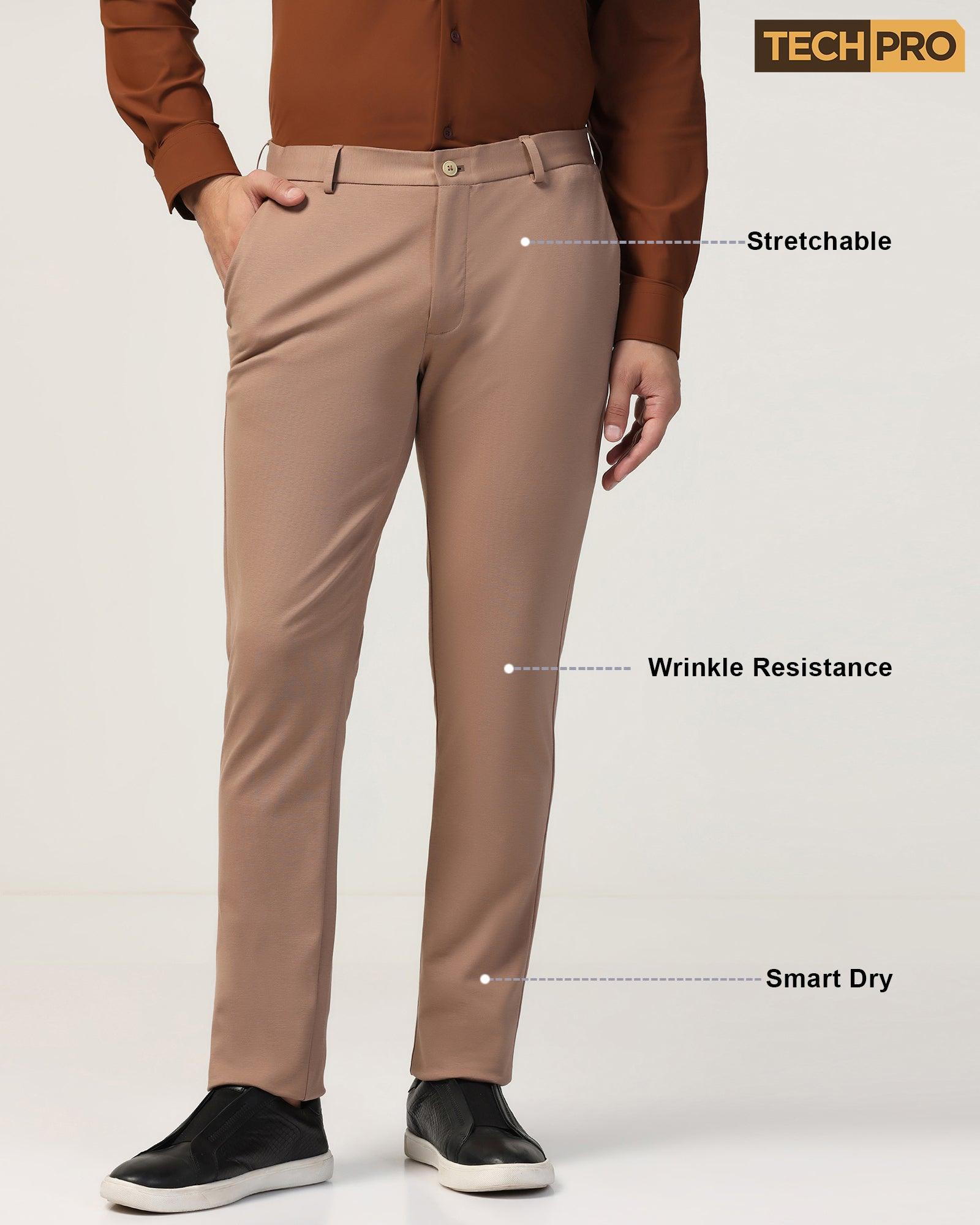 TechPro Slim Fit B-91 Casual Beige Solid Khakis - Ziea