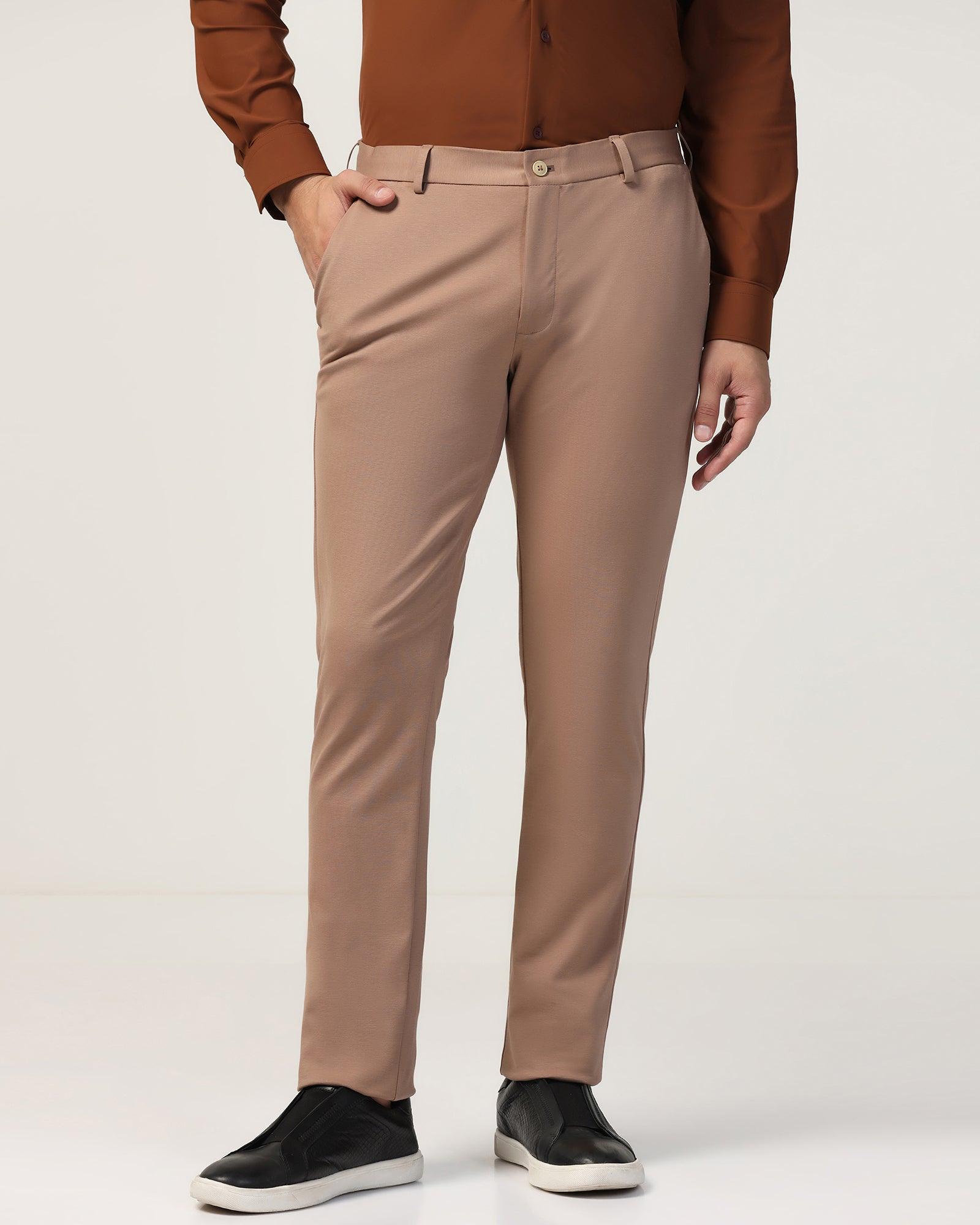 TechPro Slim Fit B-91 Casual Beige Solid Khakis - Ziea