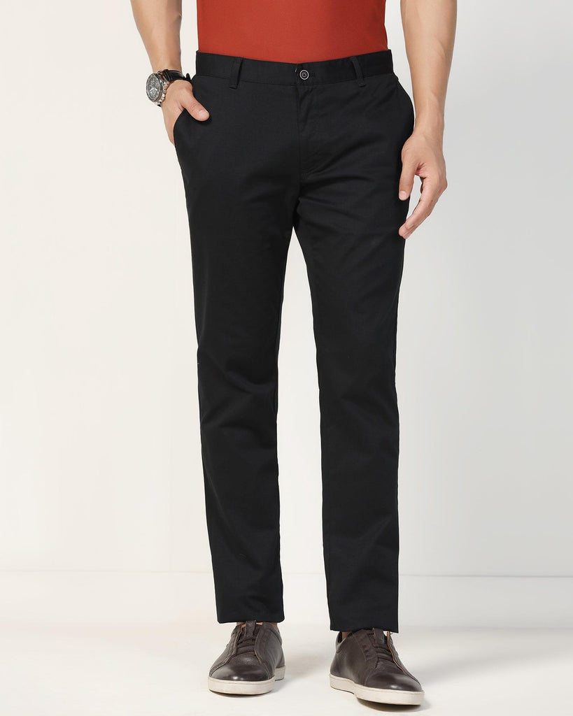 Slim Fit B-91 Casual Black Solid Khakis - Marico