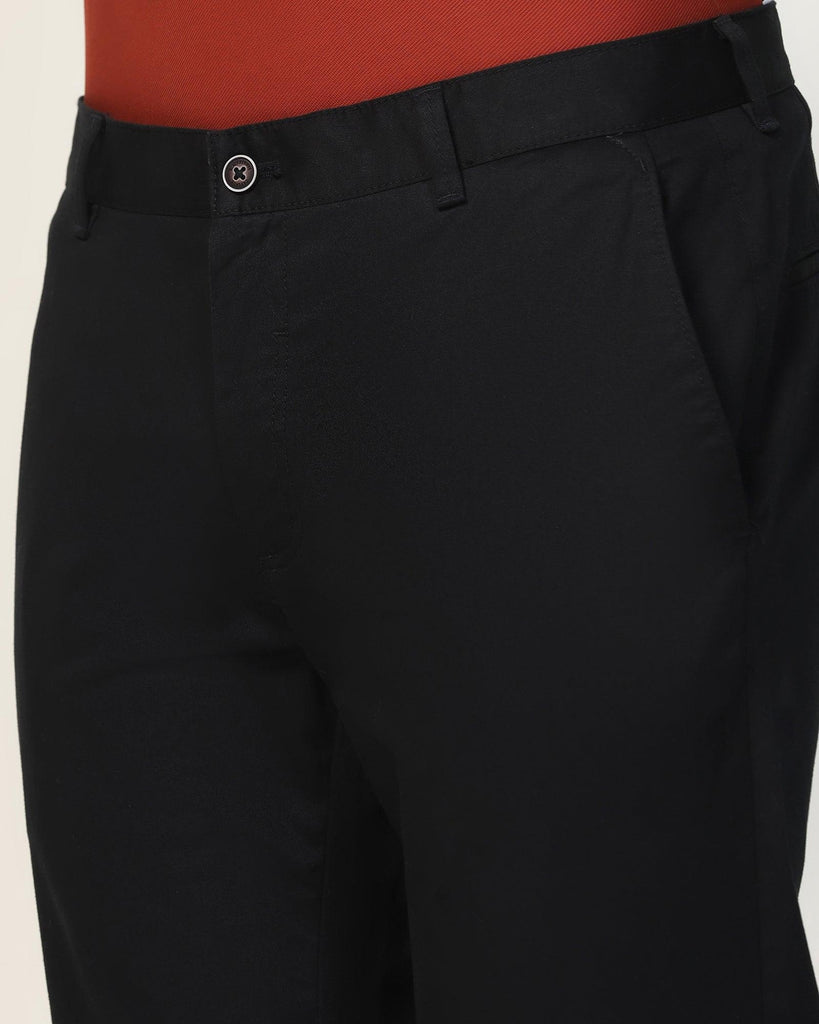 Slim Fit B-91 Casual Black Solid Khakis - Marico