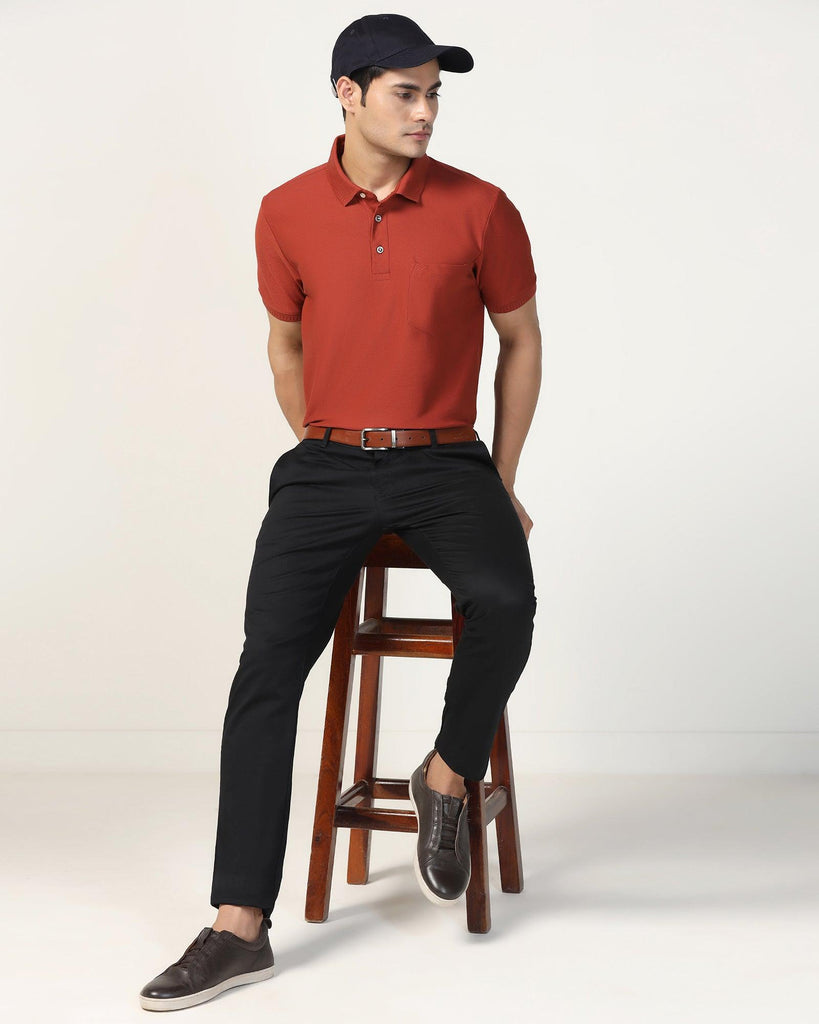 Slim Fit B-91 Casual Black Solid Khakis - Marico