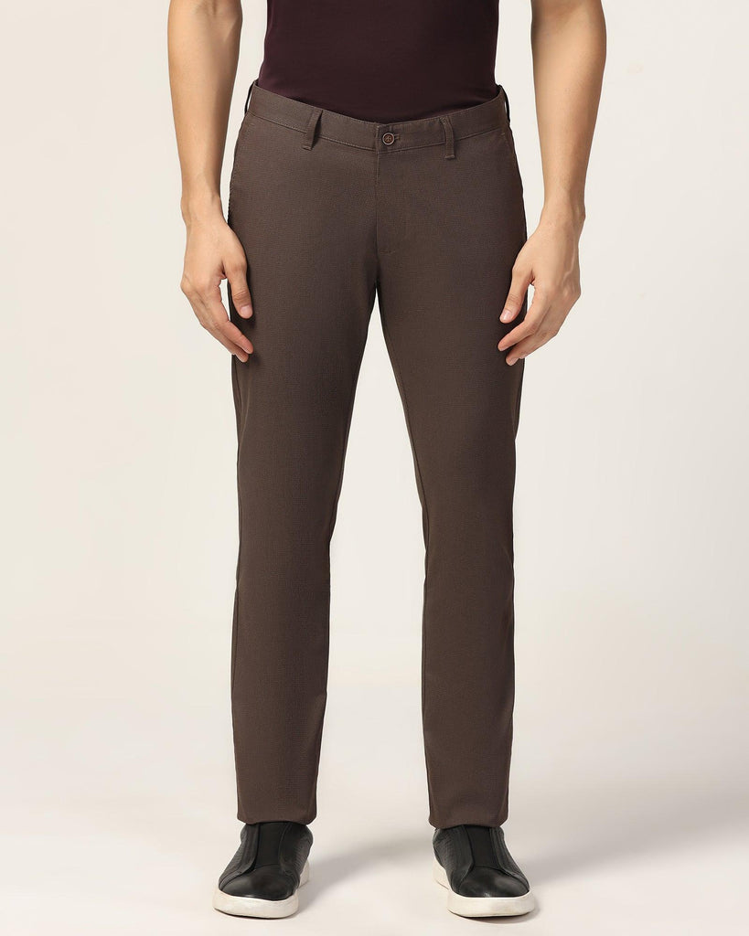 Slim Fit B-91 Casual Brown Printed Khakis - Bai