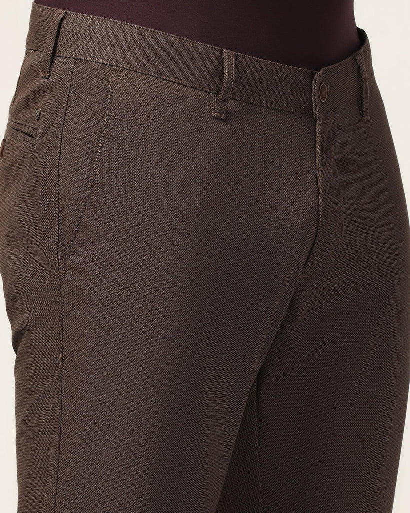 Slim Fit B-91 Casual Brown Printed Khakis - Bai