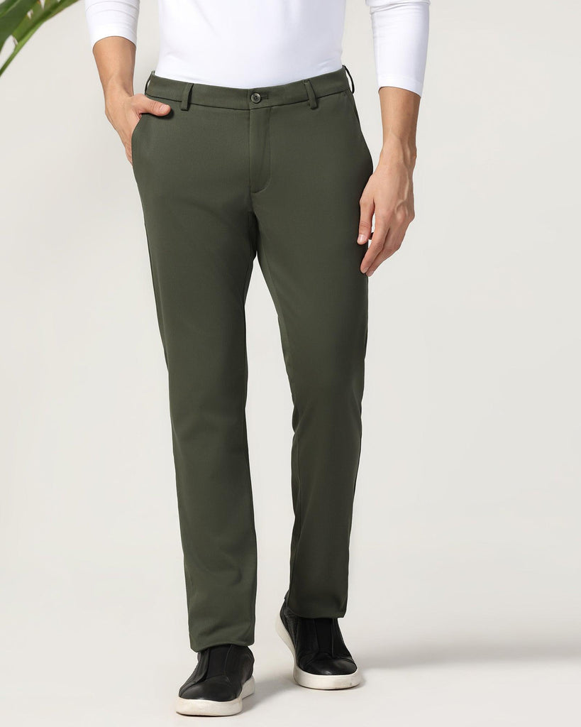 Slim Fit B-91 Casual Olive Solid Khakis - Vring