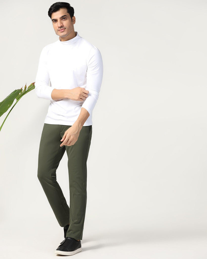 Slim Fit B-91 Casual Olive Solid Khakis - Vring