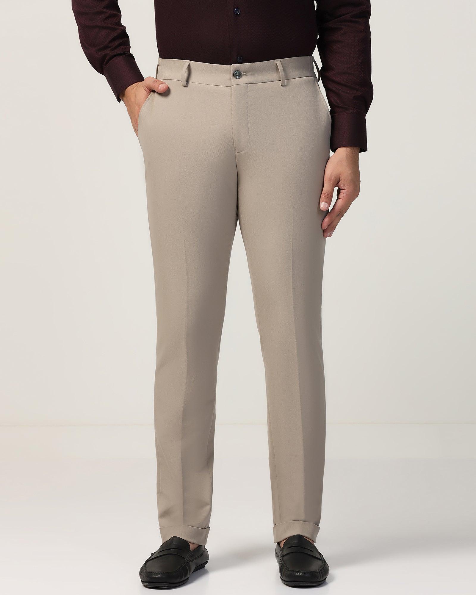 Slim Fit B-91 Formal Beige Solid Trouser - Hayabusa