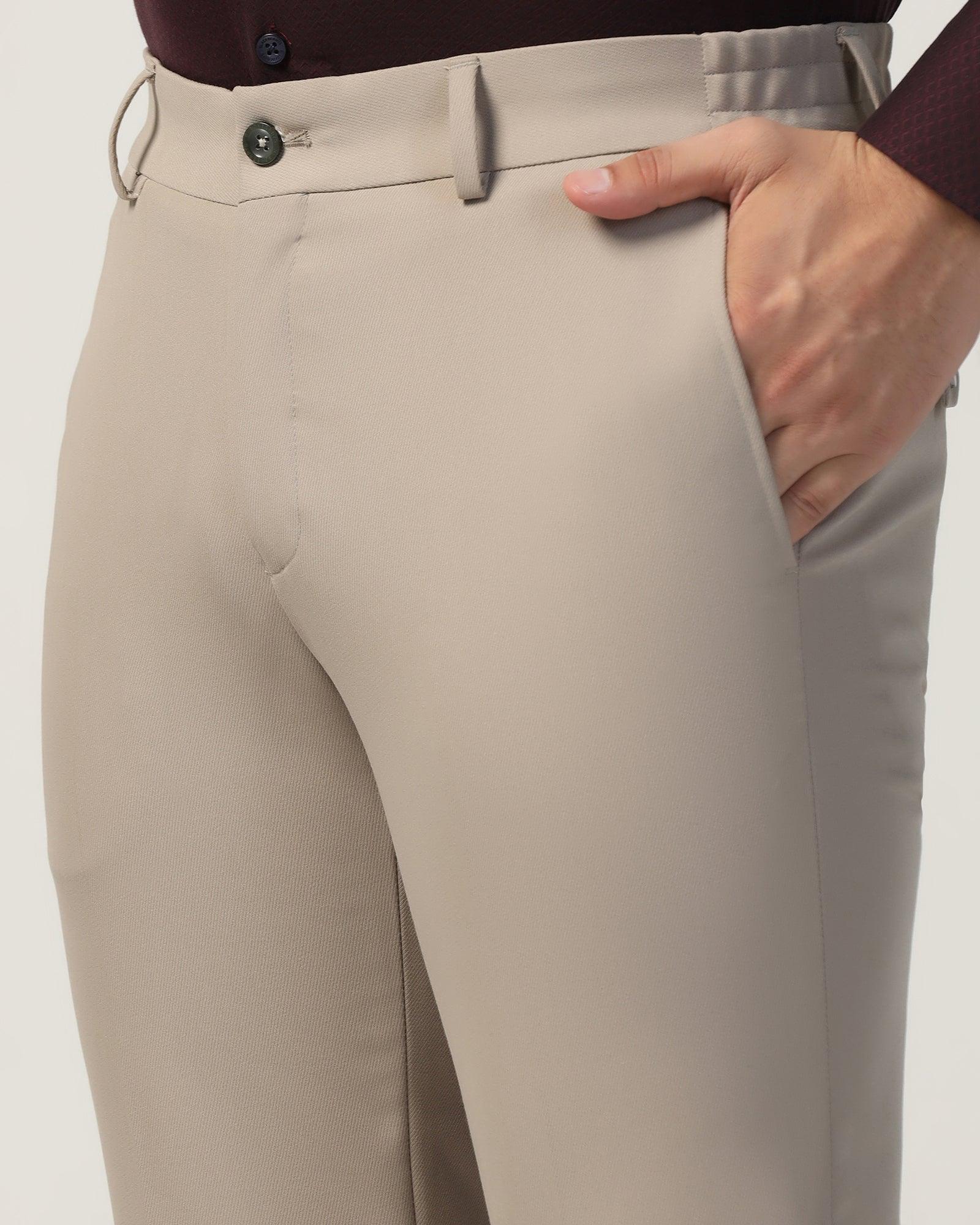 Slim Fit B-91 Formal Beige Solid Trouser - Hayabusa
