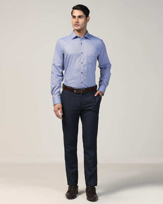 Slim Fit B-91 Formal Navy Textured Trouser - Ford