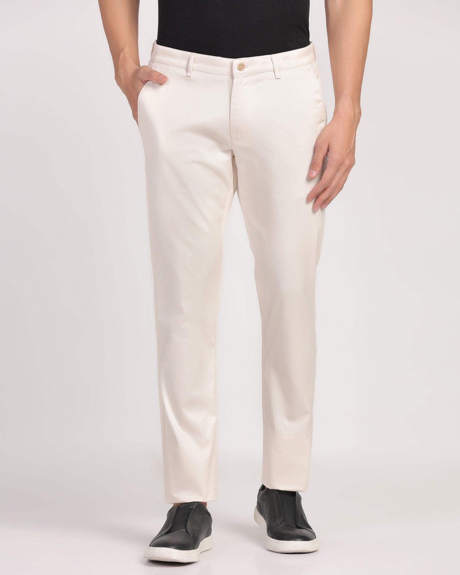 Temptech Slim Fit B-91 Casual Beige Solid Khakis - Henry - Blackberrys