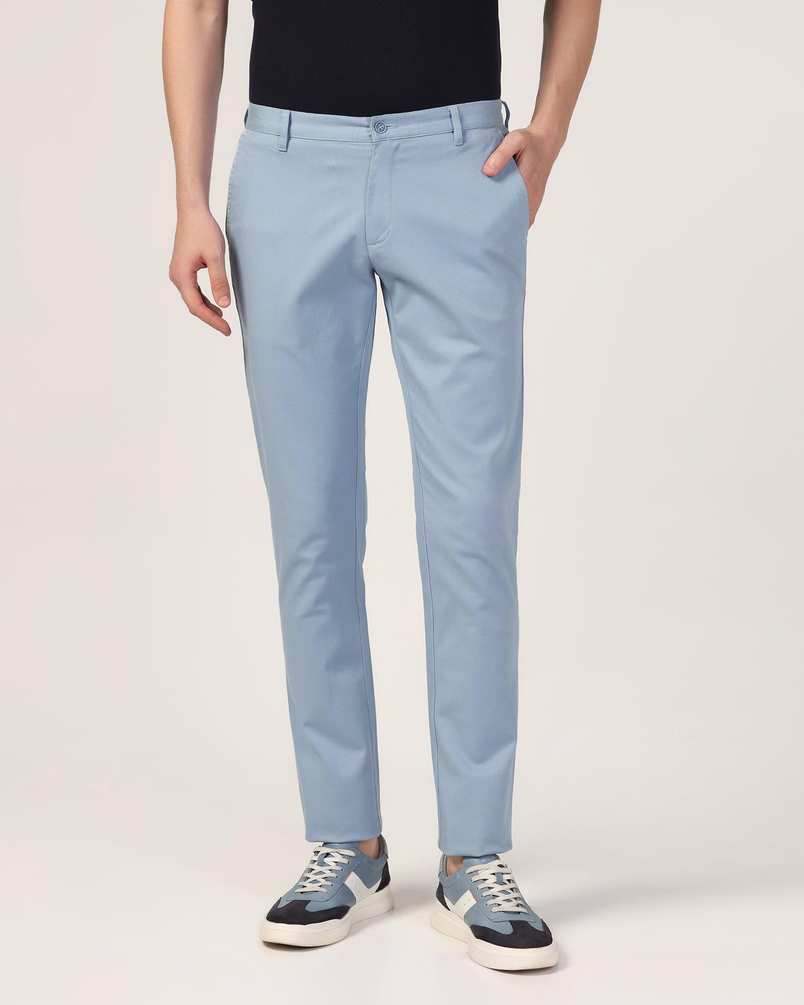 Slim Fit B-91 Casual Blue Solid Khakis - Mint - Blackberrys
