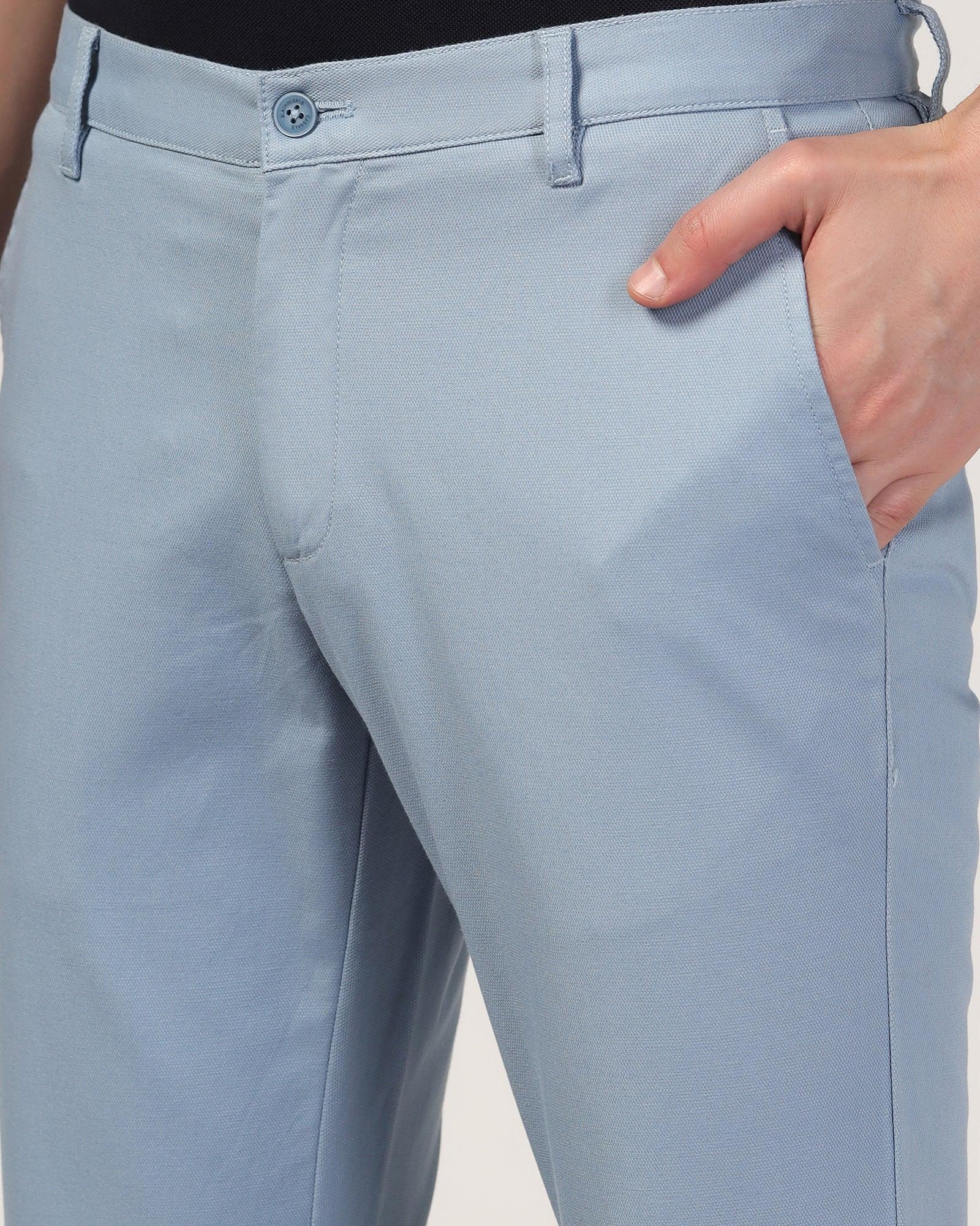 Slim Fit B-91 Casual Blue Solid Khakis - Mint - Blackberrys