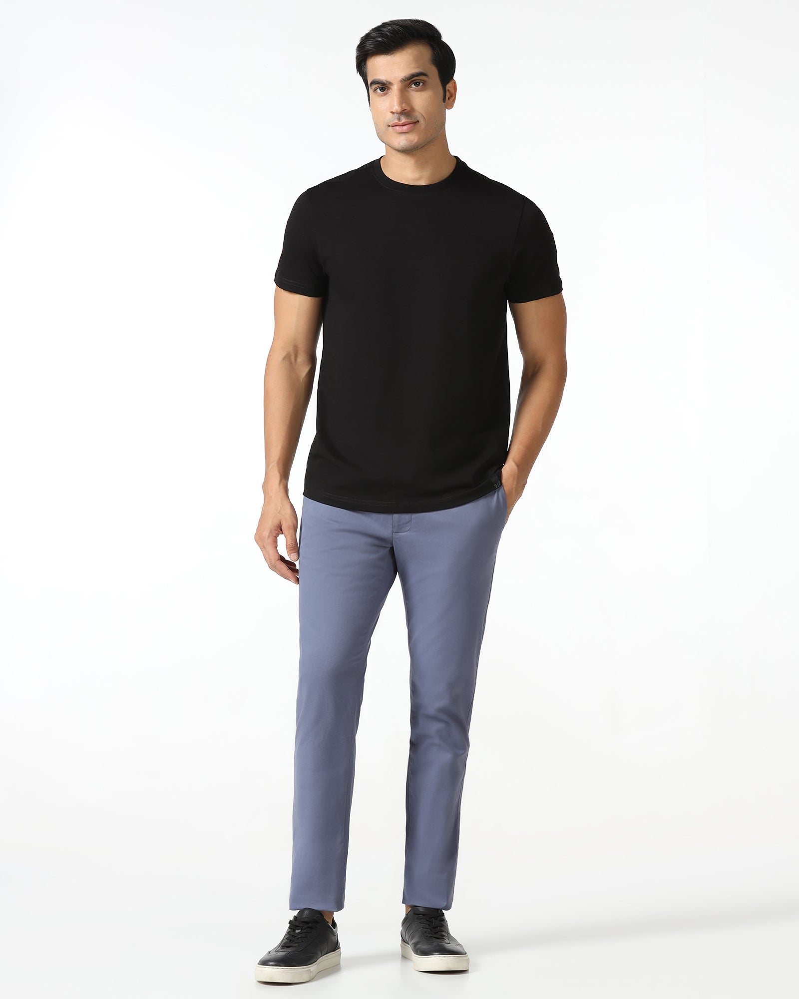 Slim Fit B-91 Casual Blue Solid Khakis - Mario