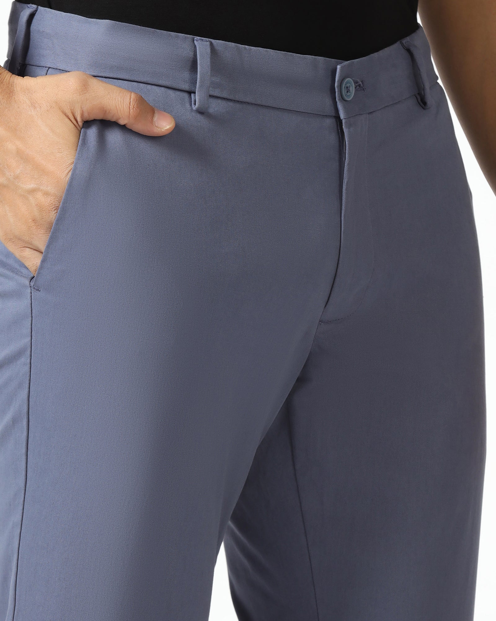 Slim Fit B-91 Casual Blue Solid Khakis - Mario