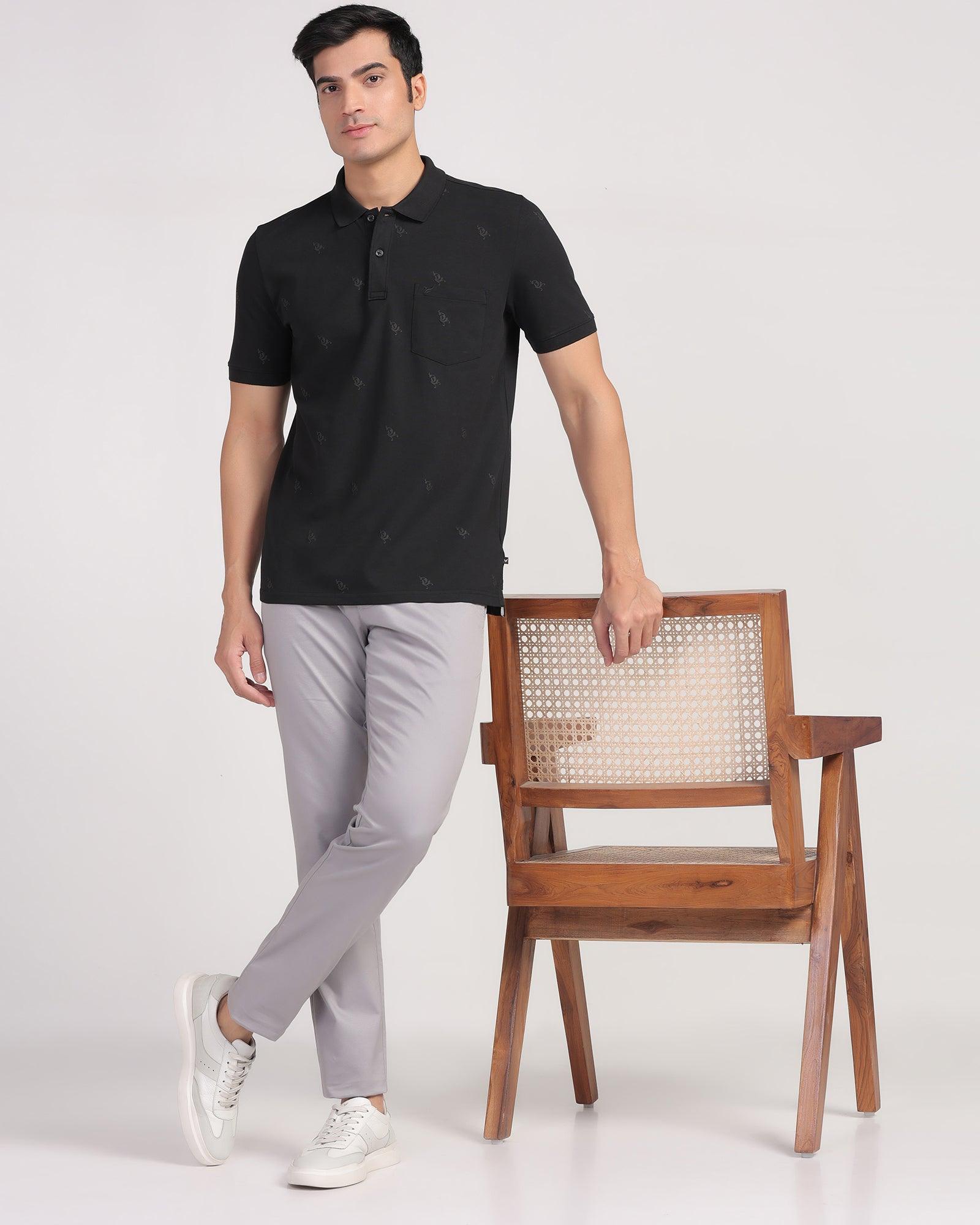 Temptech Slim Fit B-91 Casual Grey Solid Khakis - Henry - Blackberrys